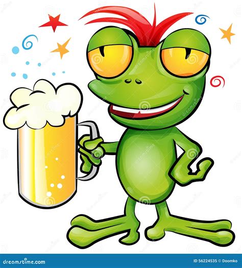 Frog Cartoon With Schooner Beer Stock Vector Image 56224535