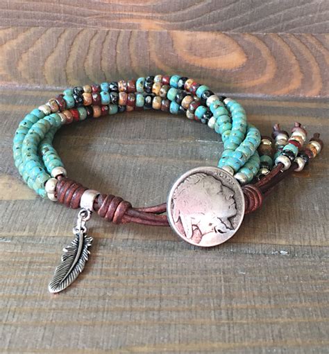 Boho Leather Bracelet For Men Indian Jewelry Native American Etsy