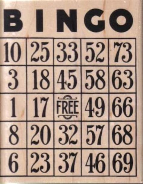 Large Bingo Card Rubber Stamps Cling Stamp Unmounted Or