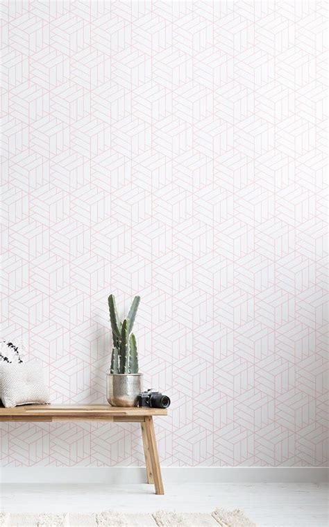 Lined Cube Geometric Modern Pattern Wallpaper Hovia Uk Interior