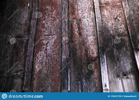 Old Wood Texture Backgroundvertical Linesdark Brown And Red Stock
