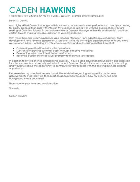 Amazing Sales General Manager Cover Letter Examples And Templates From