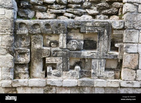 Sculptured Relief Becan Mayan Ruins Campeche Mexico Stock Photo Alamy