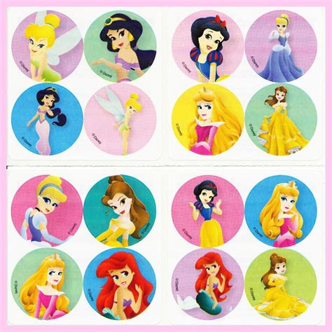 Disney Princess Dots Stickers X 8 Sheets 32 Dots Bellecinderella