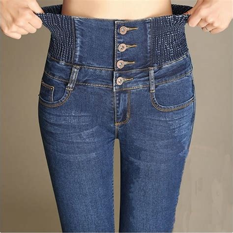 Canis Fashion Women Pencil Stretch Denim Skinny Jeans Pants High Waist Jeans Trousers