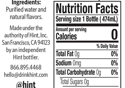 Hint Flavored Water Nutrition Facts Viale Bernardino