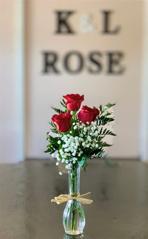 3 Rose Bud Vase Any Color Fort Worth Florist K And L Rose Florals
