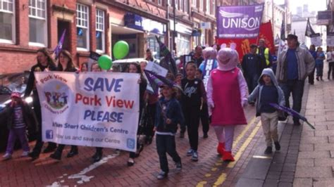 Rotherham Protest March Over Childrens Service Cuts Bbc News