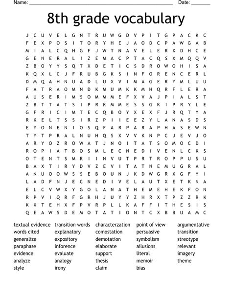 8th Grade Vocabulary Word Search Wordmint