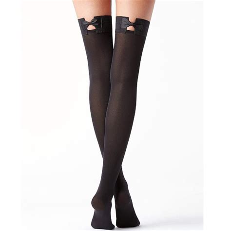 Black Thigh High Stockings Bow Decorated Elastic Women Stockings Over