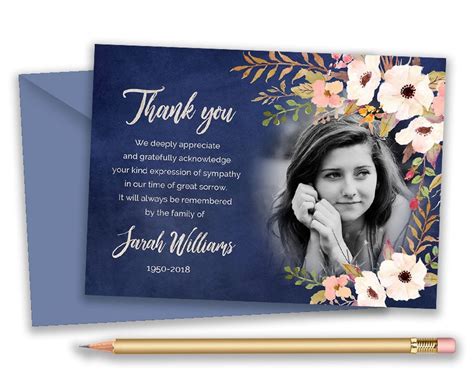 Personalized Funeral Thank You Card With Photo Funeral Thank Etsy