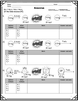 Working with momentum is similar to. Conservation of Momentum Worksheet by Delzer's Dynamite ...