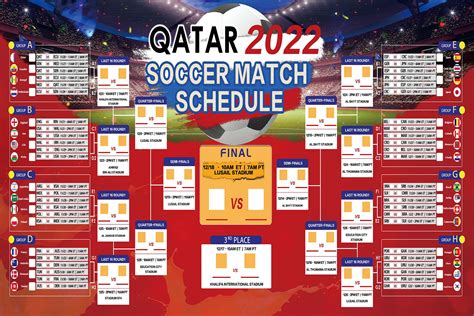 Buy World Cup 2022 Qatar Soccer Match Schedule Wall Chart Bracket