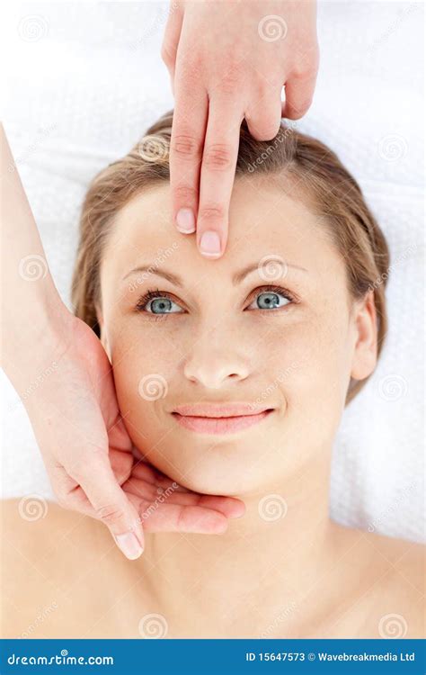 Cute Young Woman Having A Head Massage Stock Image Image Of Face