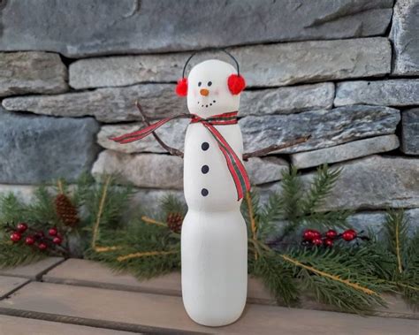 Handturned Wooden Snowman Etsy Wooden Snowman Christmas Crafts Diy