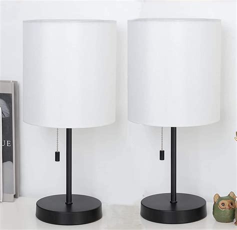 Haitral Small Table Lamps Set Of 2 Modern Desk Lamps With Pull Chain