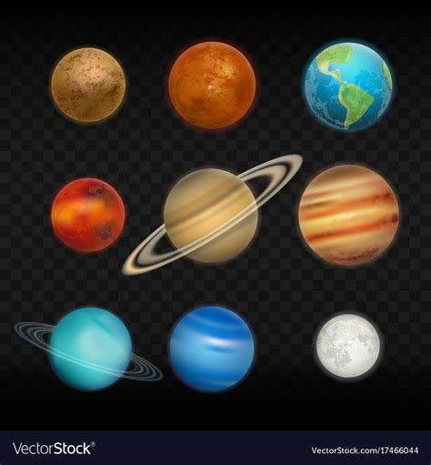 Realistic Solar System Planet Icon Set Royalty Free Vector