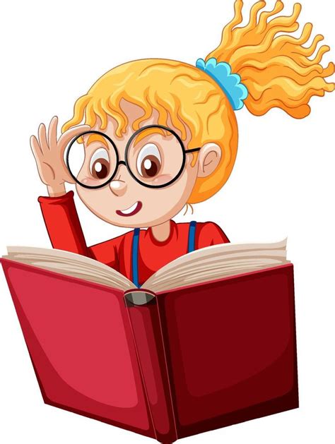 Cartoon Student Girl Reading A Book 10958934 Vector Art At Vecteezy