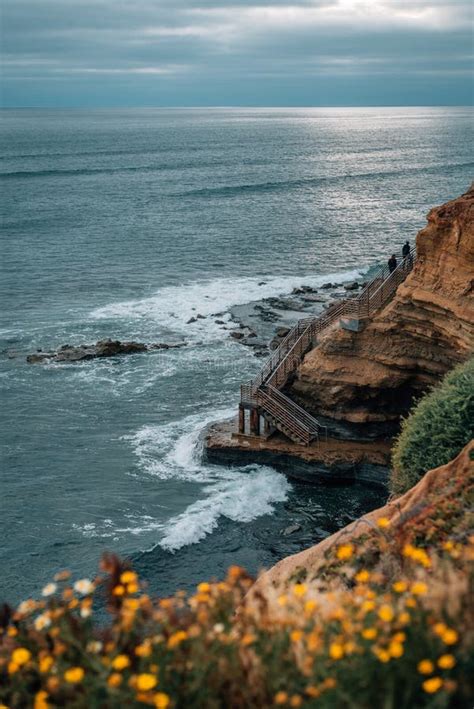 Cliffs And Staircase At Sunset Cliffs Natural Park In Point Loma San