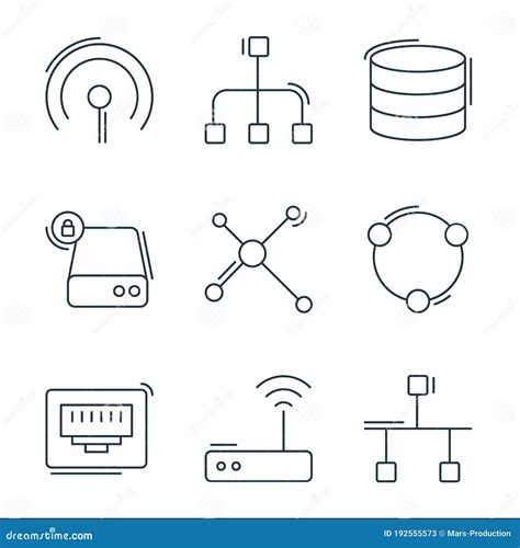 Network And Database Line Icons Linear Set Stock Vector Illustration