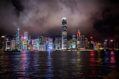 Hong Kong Skyline At Night Free Stock Photo Iso Republic