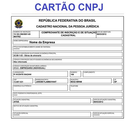 CartÃo Cnpj Mei Receita Federal 2019 Consulta E Emissão Do Cartão