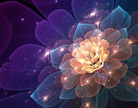 Glowing Fractal Flower Digital Art By Lilia D Fine Art America