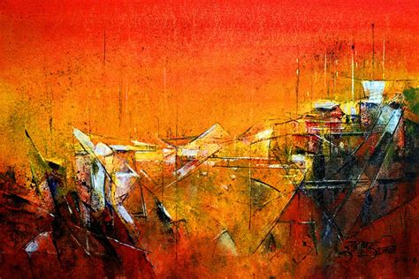 Red Ix By Artist Dnyaneshwar Dhavale Abstract Painting Mojarto 252262