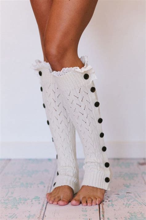 Womens Knitted Leg Warmer Or Boot Topper With Open Lace Knit Crochet