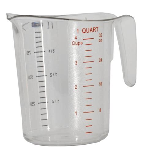 The result of milliliter to microliter conversion will be appeared in the result field in red characters, without need of pressing any button. 1 QT / 1000 ml Clear Polycarbonate Measuring Cup - Omcan
