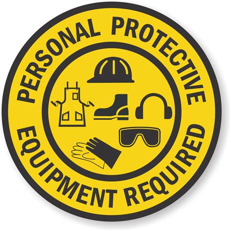 Personal Protective Equipment Required Adhesive Floor Sign