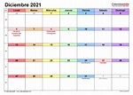 Calendario diciembre 2021 en Word, Excel y PDF - Calendarpedia