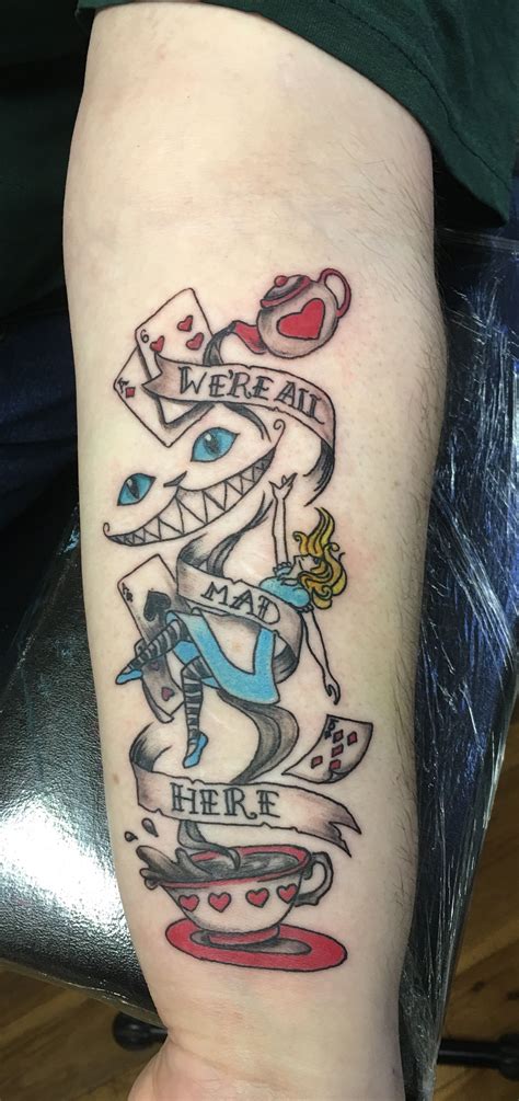 Alice In Wonderland Themed Forearm Tattoo Sleeve Tattoos Wonderland