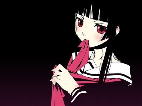 1920x1200 Anime Girls Jigoku Shoujo Butterfly Red Eyes Long Hair Dark