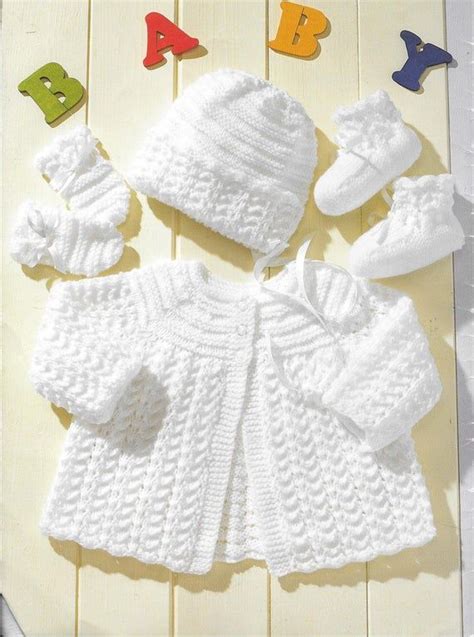 Each pattern is perfect for the newbie or advanced beginner who is looking to learn new techniques. Baby Knitting Pattern, Cardigan, Hat, Mittens, Bootees, 14 ...