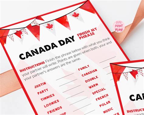 Canada Day Games Finish My Phrase First Of July Games For Etsy