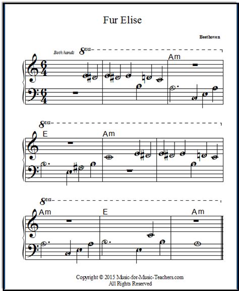 Free blank sheet music, tablature, chord diagrams download and print out blank music sheets for a variety of instruments, ensembles, and clefs, including tablature for guitar, bass, and other instruments. Fur Elise Free & Easy Printable Sheet Music for Beginner Piano