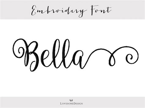 Bella 1inch Embroidery Font Modern Calligraphy Embroidery Etsy