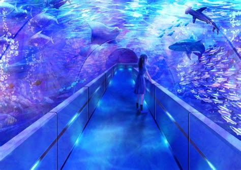 Wallpaper Fish Anime Girl Aquarium Resolution4000x2828 Wallpx