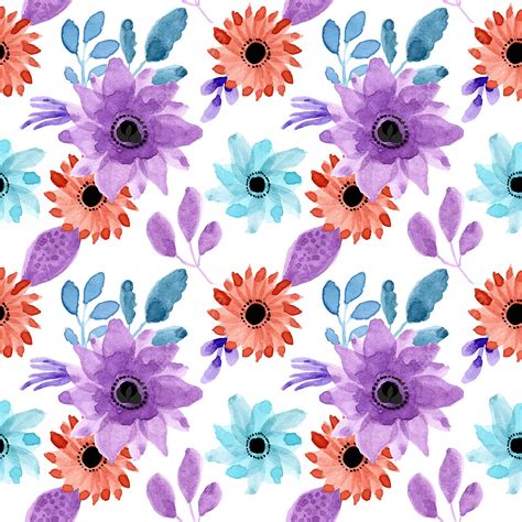 Watercolor Floral Pattern Vector Png Images Colorful Watercolor Floral