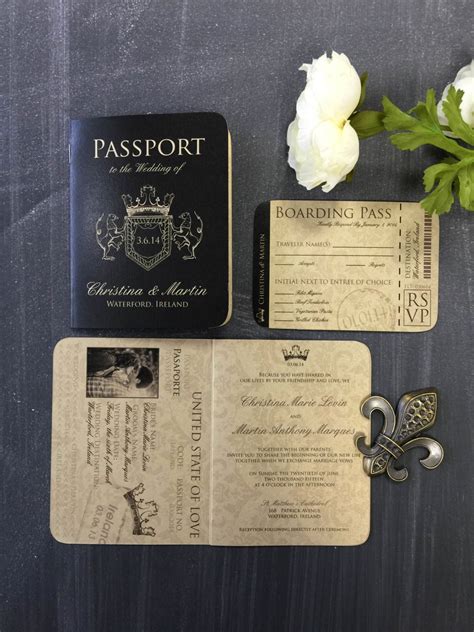 Passport Wedding Invitation Elegant Traditions Wedding Etsy