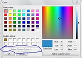 Define Custom Colors - grayed out