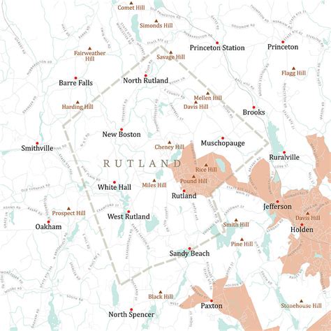 Ma Worcester Rutland Vector Road Map Digital Art By Frank Ramspott