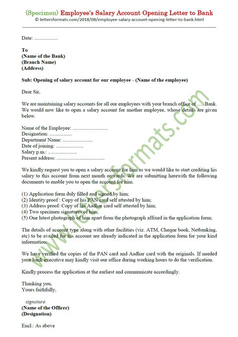 Sample authorization letter to bank templates with example sample authorization letter to collect cheque further, if you need to collect the checkbook a letter of authorization to collect documents from bank can be used to give access to any third party to your bank account for a particular. Employee Salary Account Opening Letter to bank from company