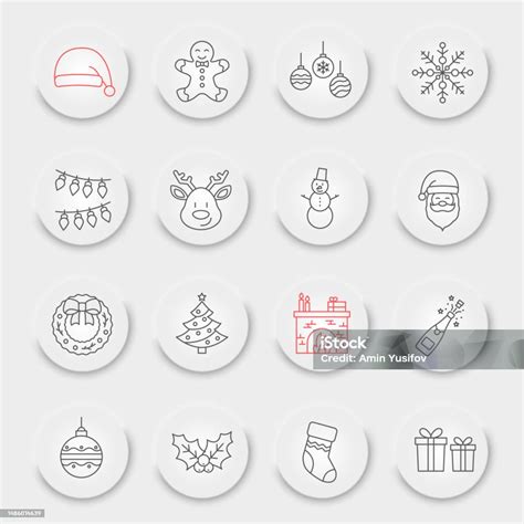 Christmas Line Icon Set Stock Illustration Download Image Now