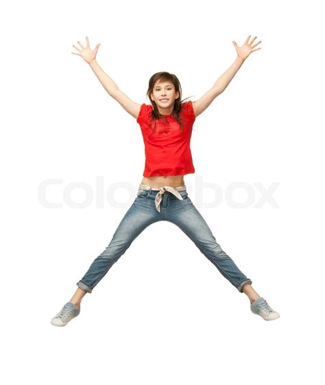 Girl Jumping Stock Image Colourbox