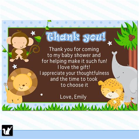 Check spelling or type a new query. Printable Thank You Cards Jungle Safari Blue Polka dots Birthday Party Baby Shower Boy Notes 1st