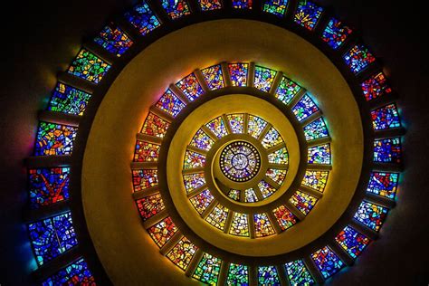 Beautiful Stained Glass In The Unique Spire Of The Chapel Of Thanksgiving In Dallas Texas Pics