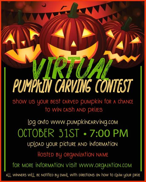 Virtual Pumpkin Carving Flyer Editable Event Flyer Poster Etsy