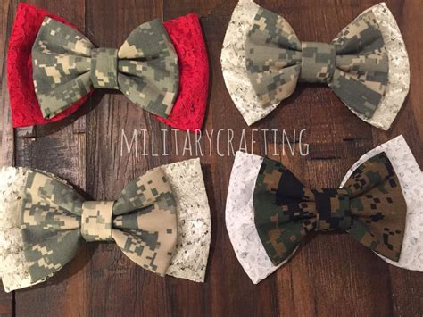 Military Camo Bows With Lace On Etsy Store Https Etsy Com Shop Militarycrafting Ref Hdr